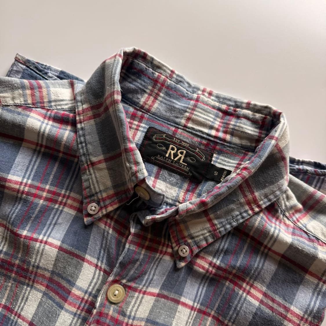 RRL 더블알엘 마드라스 체크 버튼다운 반팔 셔츠 상품이미지3