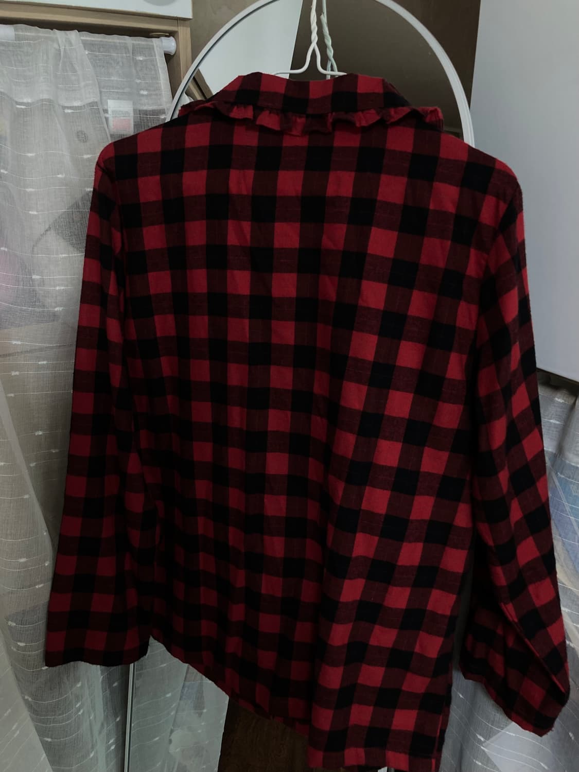 카라 프릴포인트 체크 면남방 상품이미지7