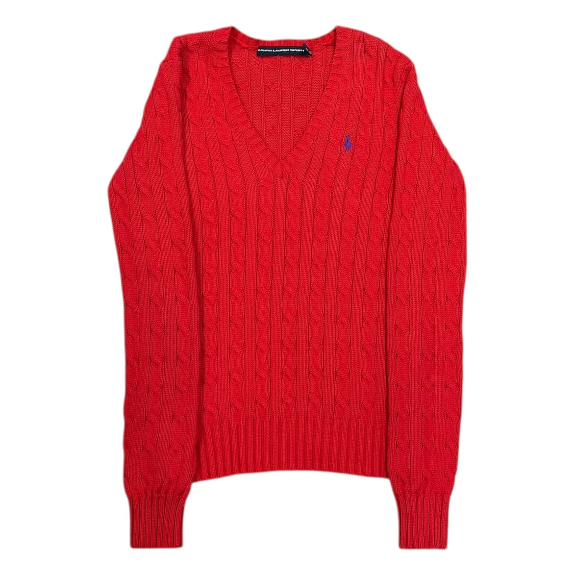 폴로 랄프로렌 꽈배기 케이블 브이넥 니트 레드 S 상품이미지1