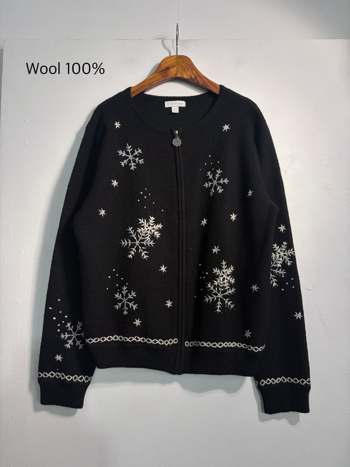 울 100% 눈송이 니트집업 wool 100% 상품이미지1