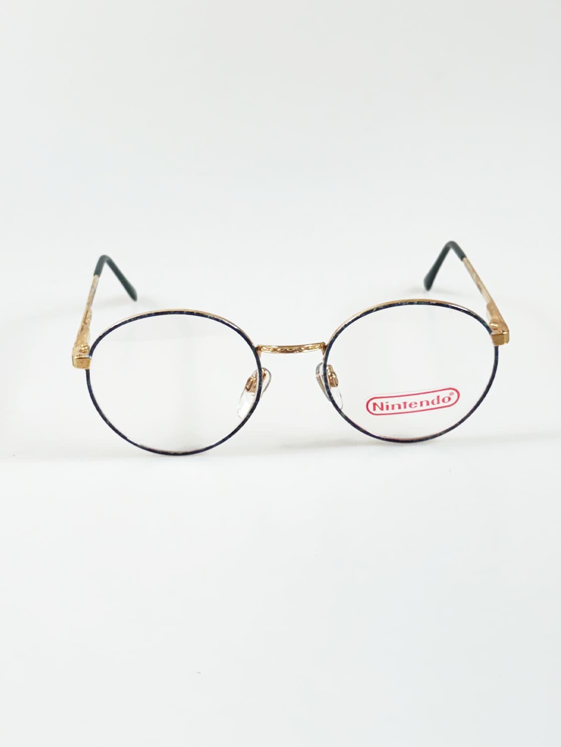 80s NINTENDO 골드 블루 마블 라운드 프레임 빈티지 안경 상품이미지2