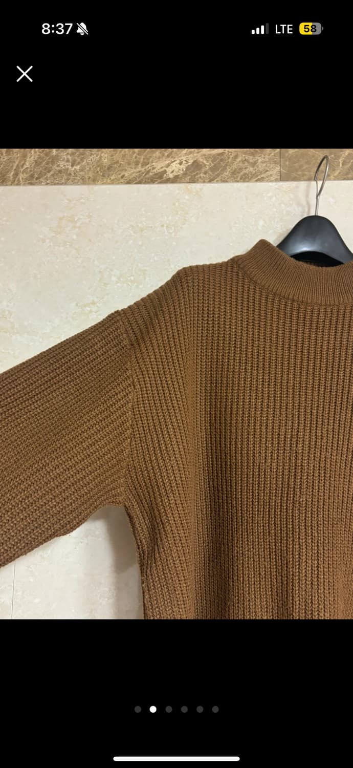 갈색 반폴라 와플골지 니트 상품이미지2