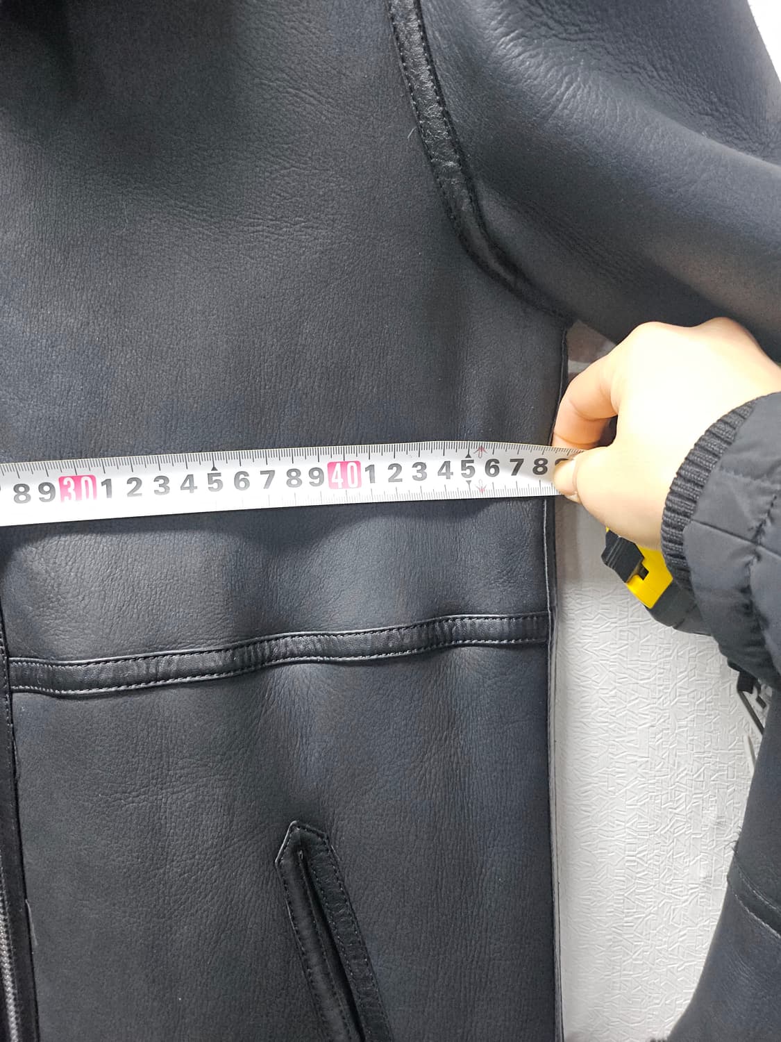 블랙 롱 인조 무스탕 코트 M 상품이미지6