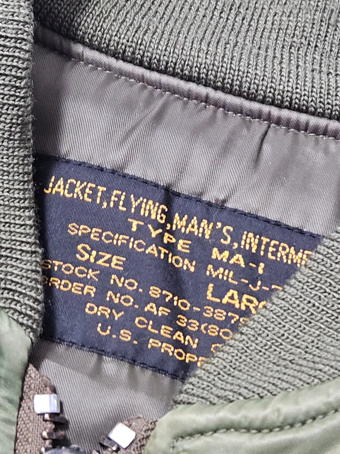 1990's 미공군 Ma-1 플라이트 자켓 항공점퍼 L 하드페이딩 상품이미지8