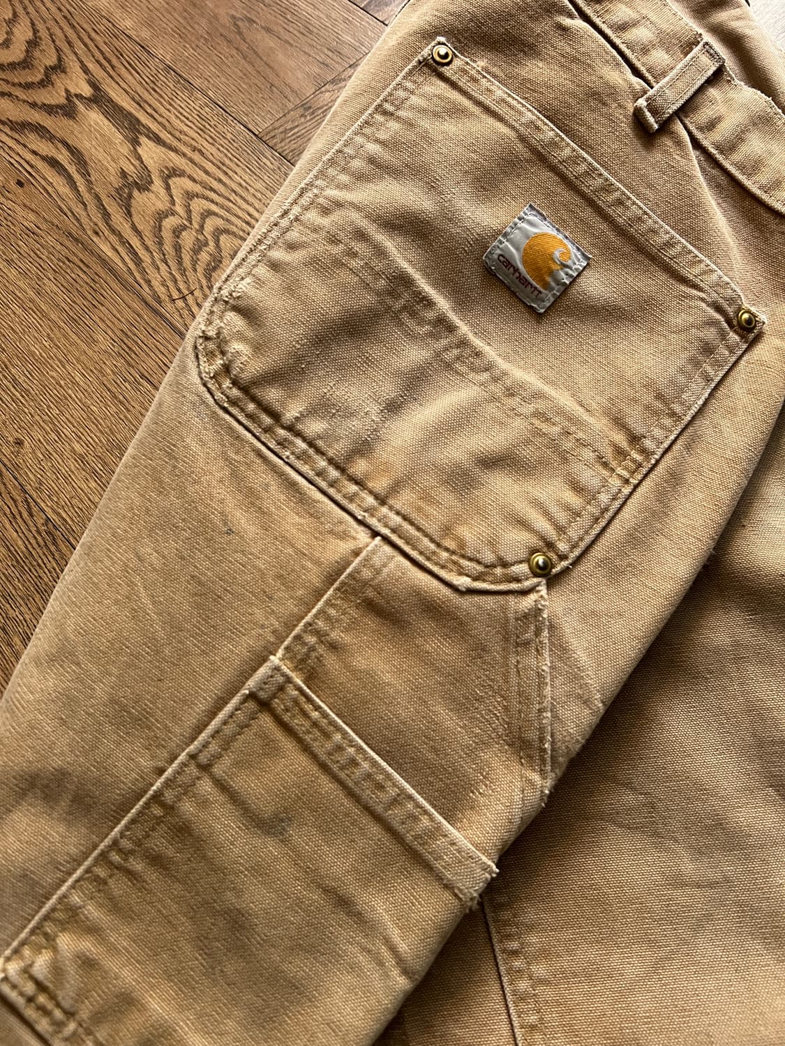 [34]칼하트 Made in USA 더티워싱 브라운 더블니 워크 팬츠 상품이미지7