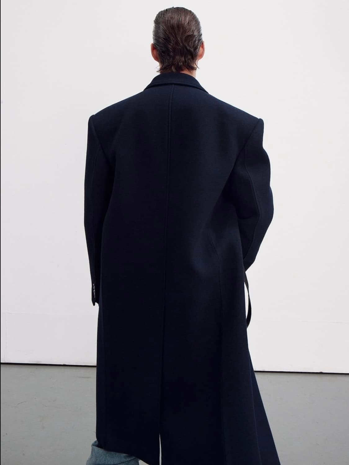 [M] 렉토 오버사이즈 로버펠트 더블 코트 네이비 상품이미지3