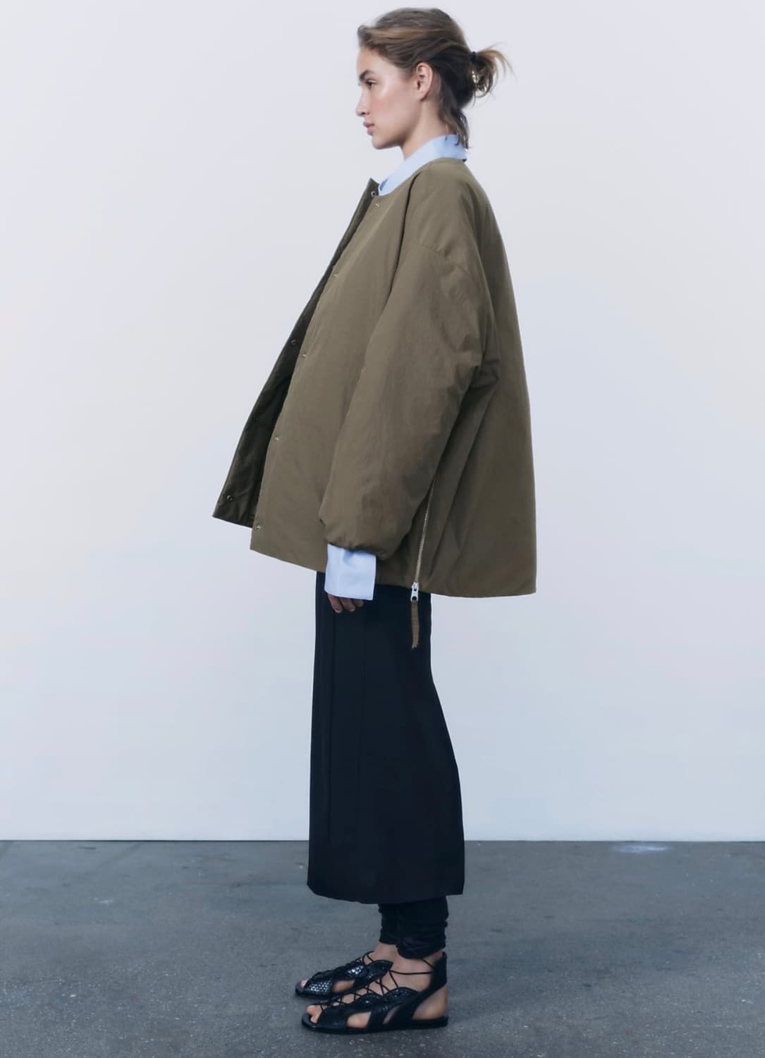 자라 발수 패딩 점퍼 카키 xs 상품이미지2