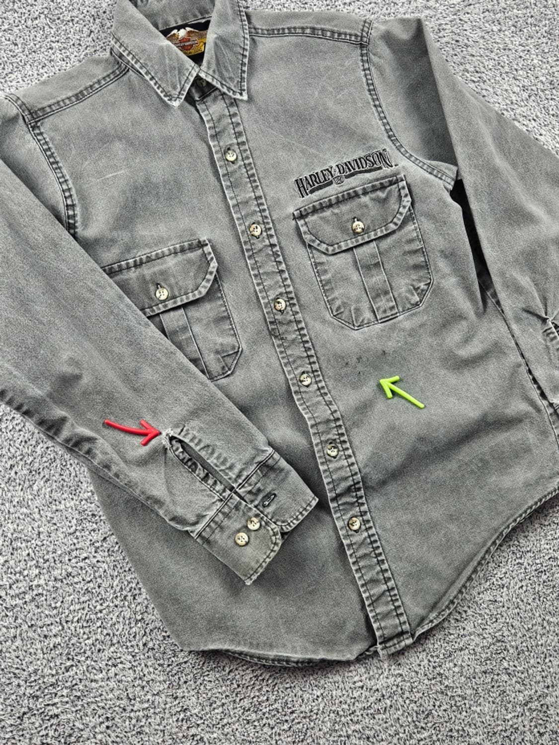 할리데이비슨 블랙 데님 포켓 바이커 셔츠 ( S 추정 ) / 10717 상품이미지6