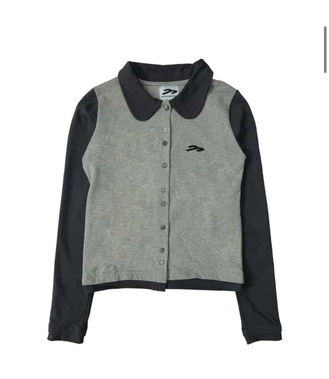 탄산 둥근카라 배색 가디건 그레이 상품이미지1