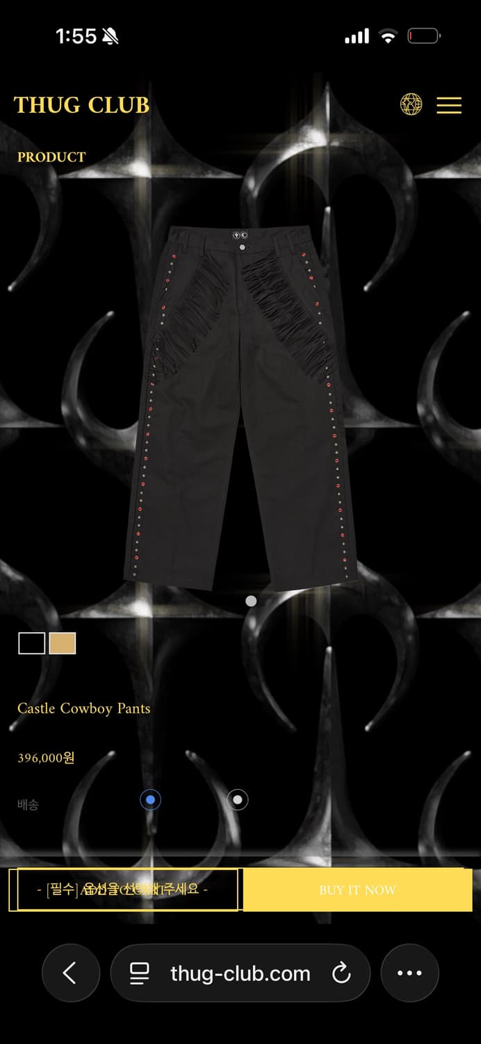 Thug Club 캐슬 카우보이 블랙 팬츠 2사이즈 상품이미지1