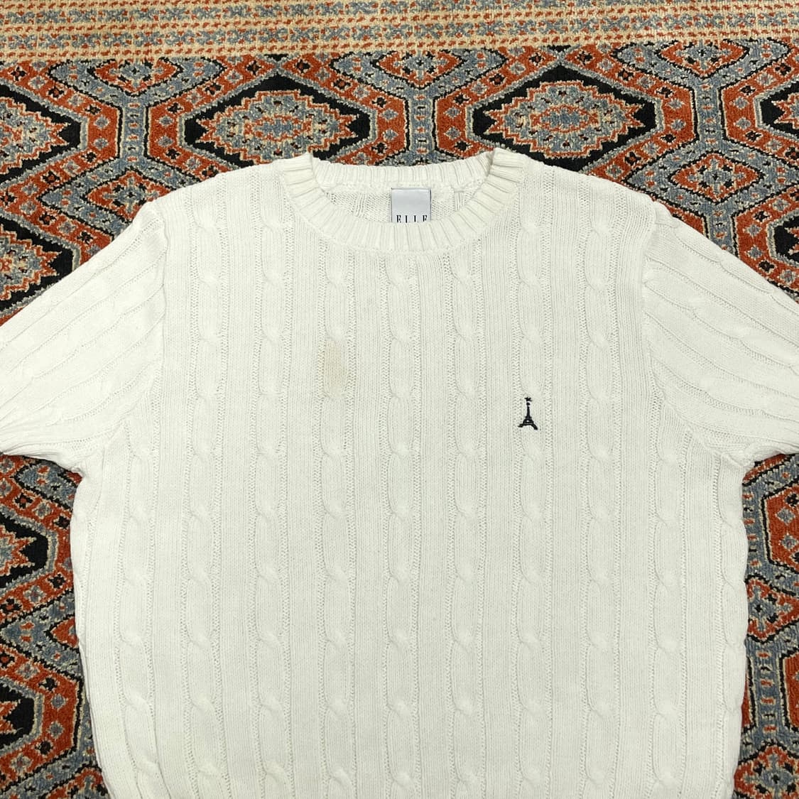 엘르 화이트 꽈배기 반팔 니트 여성L 상품이미지2