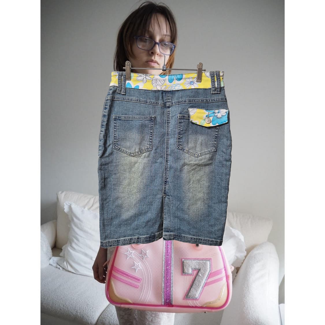 Vintage Y2k floral denim Skirt 상품이미지2