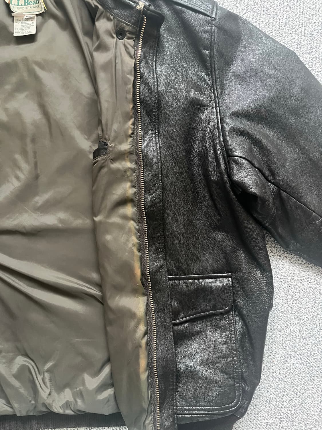 엘엘빈 USA A-2 가죽 봄버 자켓 XL Tall 상품이미지7