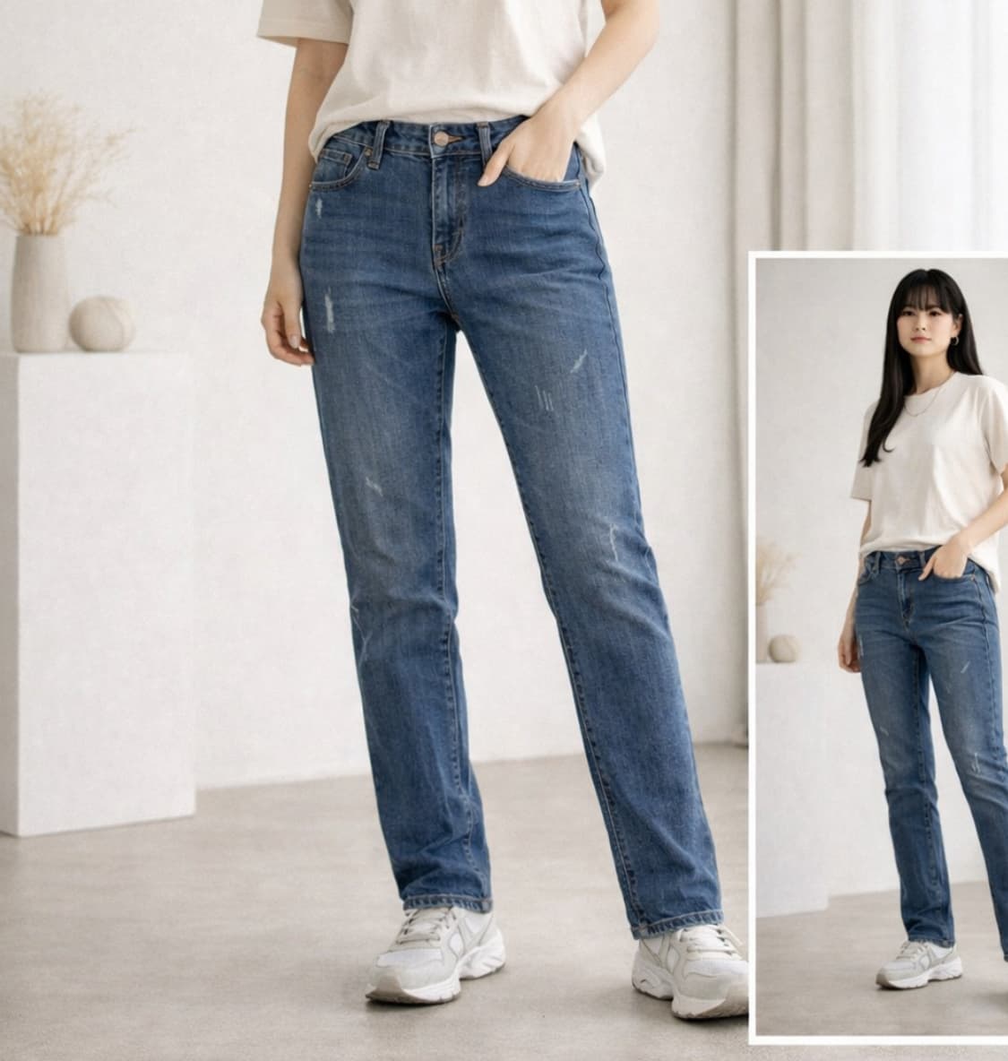 빈티지 뱅뱅 청바지 스판 스키니진 여성 상품이미지1