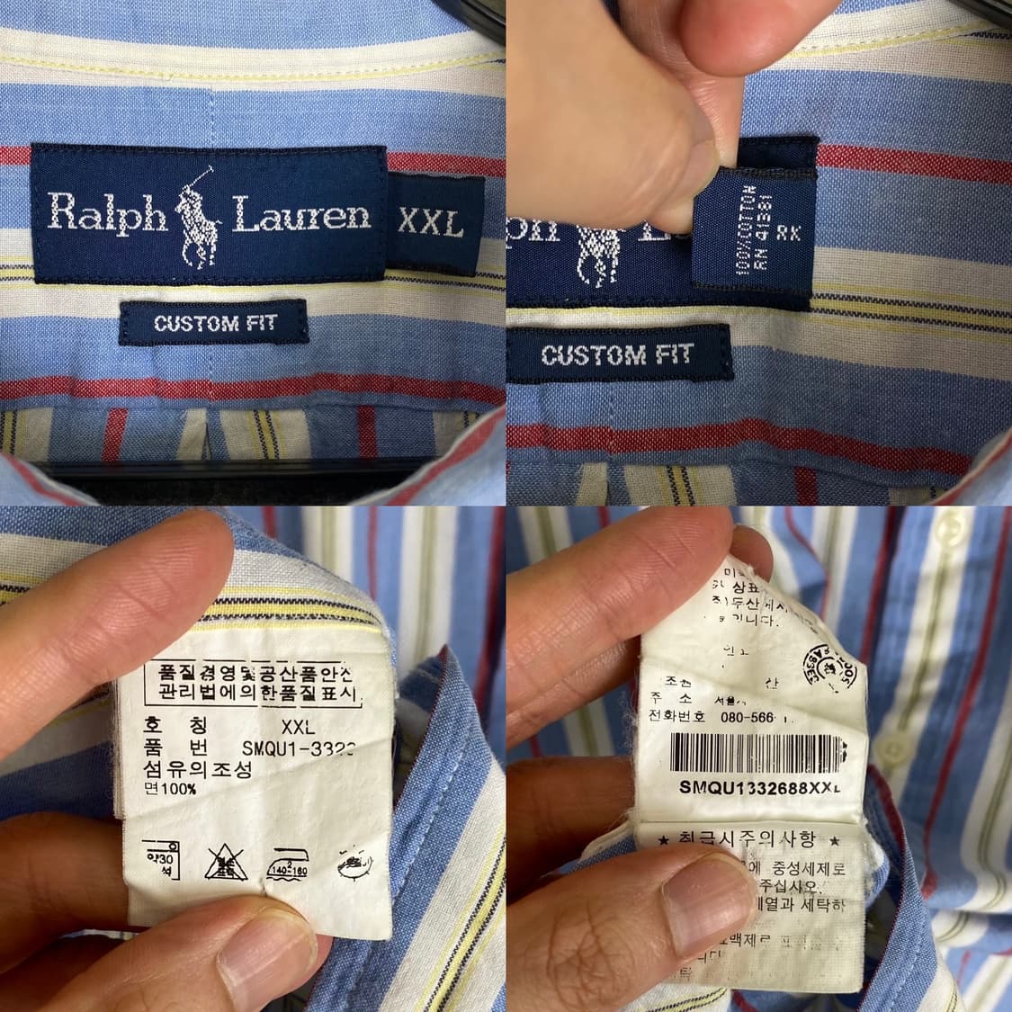 폴로 랄프로렌 커스텀핏 스트라이프 하프 셔츠 상품이미지5