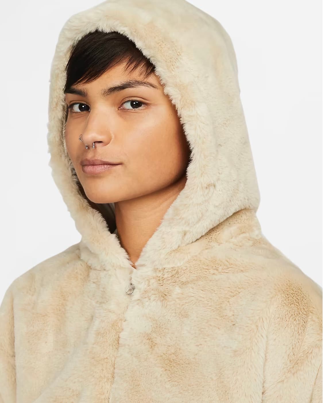 나이키 에센셜 포우 퍼자켓 베이지 스우시털후드집업후리스NSW아이보리브라운 상품이미지3