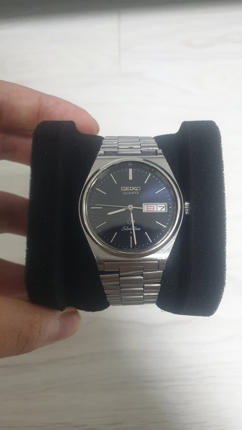 세이코 실버웨이브 빈티지 드레스  35mm 네이비 선레이 오리지널 뻐뻐시 상품이미지1