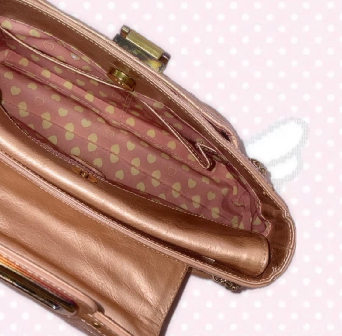 러브캣) 골드 체인 숄더백 살구핑크맛 하트퀄팅 체인백 상품이미지2