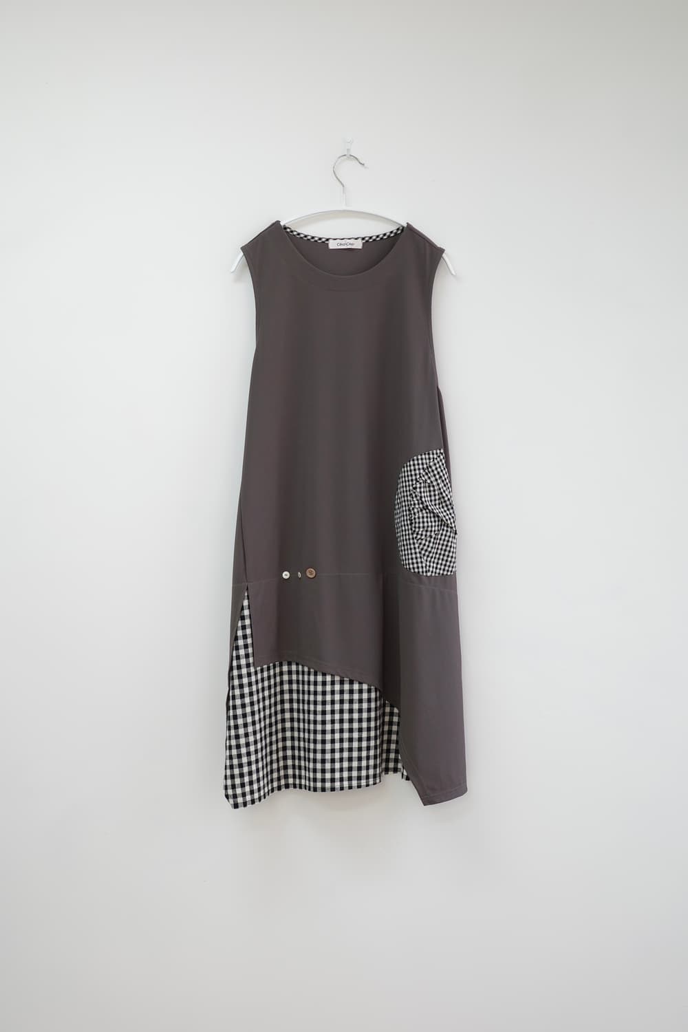 Khaki check mori one-piece 상품이미지6