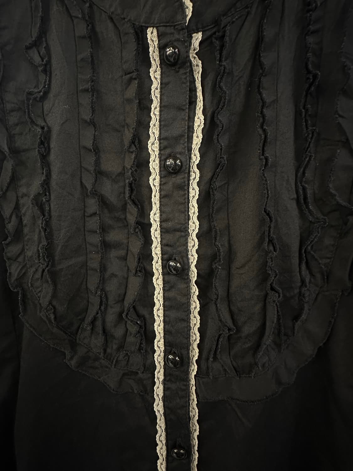 VINTAGE 블랙 레이스프릴 블라우스 상품이미지3