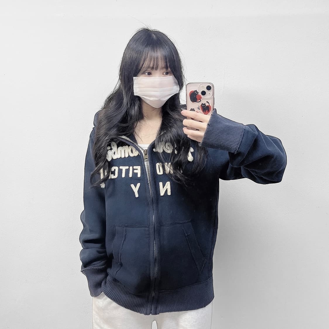 아베크롬비 아치 로고 후드집업 네이비 상품이미지1