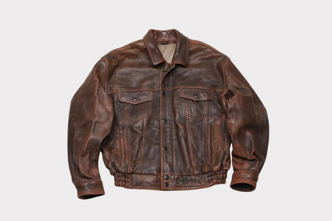 [S] 빈티지 리얼 레더 바이커 자켓 상품이미지1