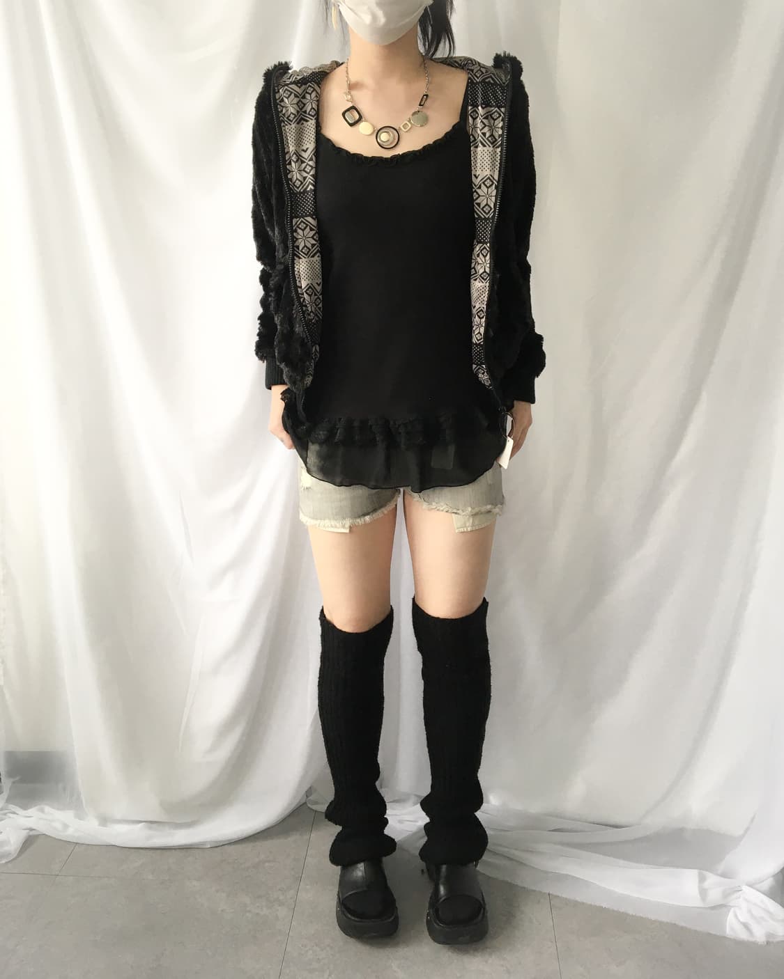 Fake fur hood zip up 상품이미지8