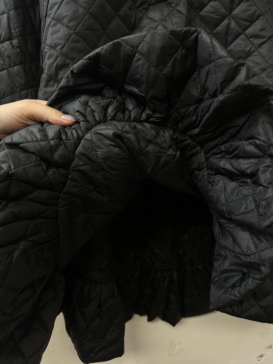 일본빈티지 블랙 패딩 퀼팅 프릴 블라우스 미니 원피스 상품이미지5