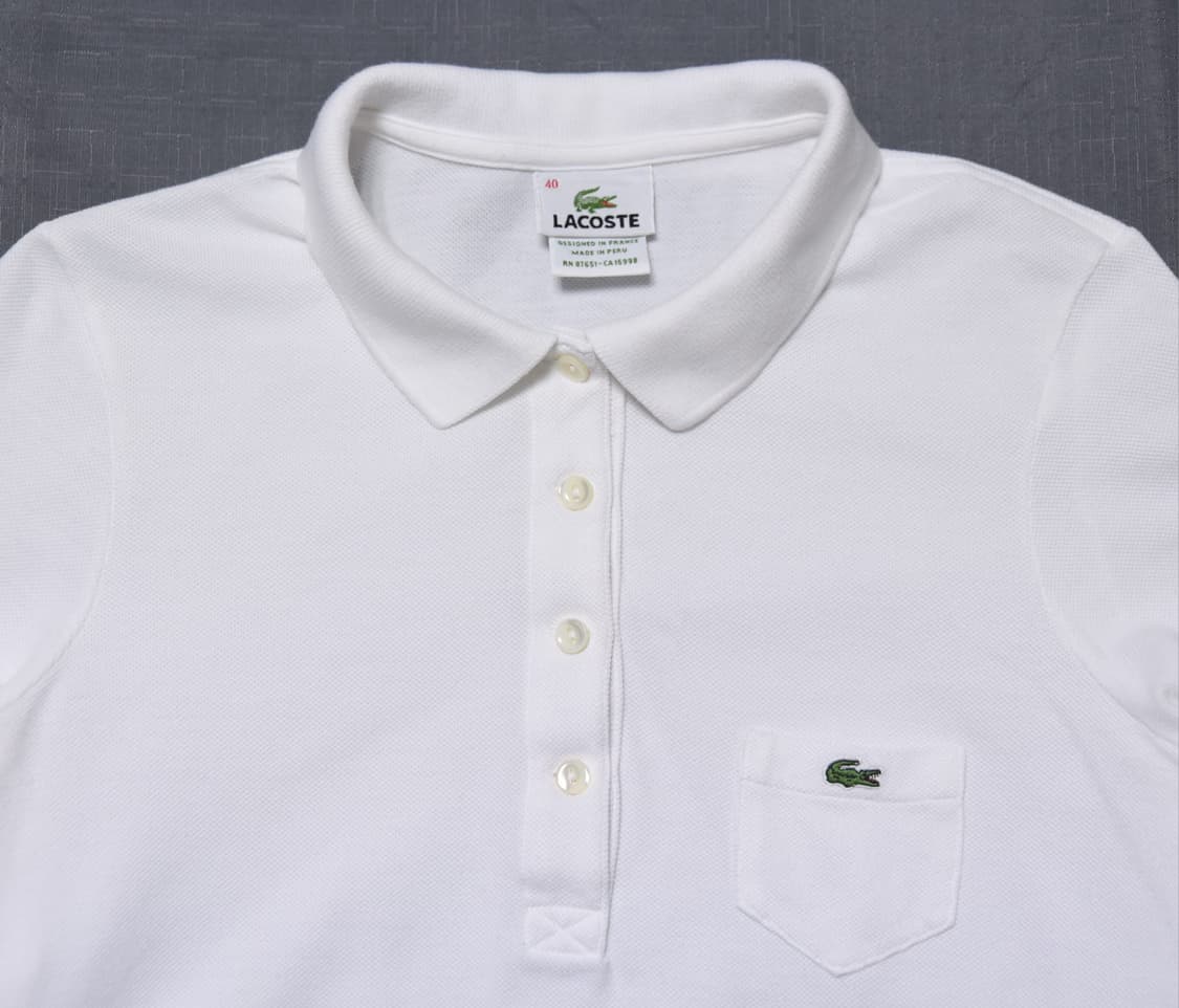 라코스테 여성 긴팔 폴로 티셔츠 화이트 40 상품이미지2