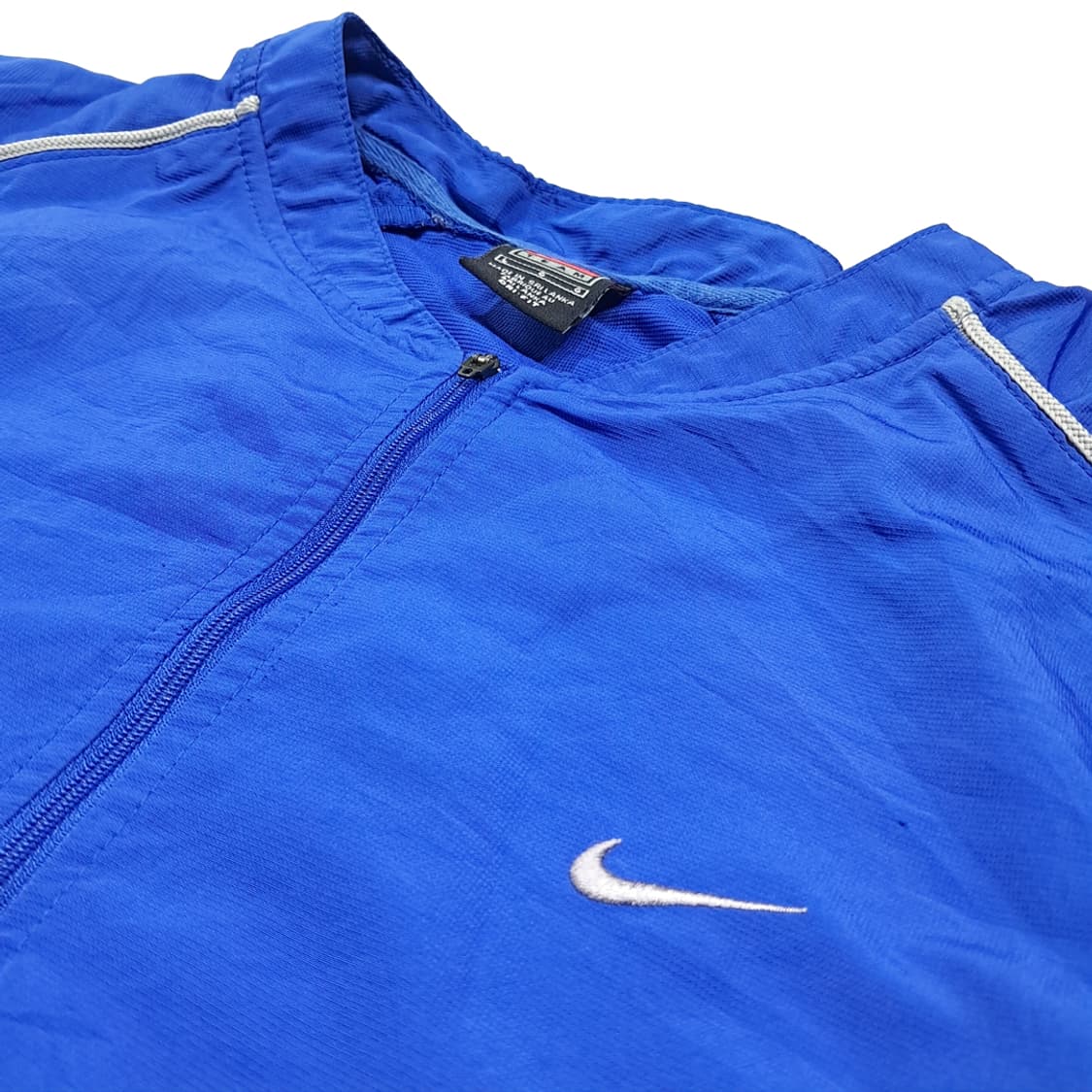 CL976 L 나이키 00s 드라이핏 팀라인 블루 반팔 웜업 아노락 상품이미지4