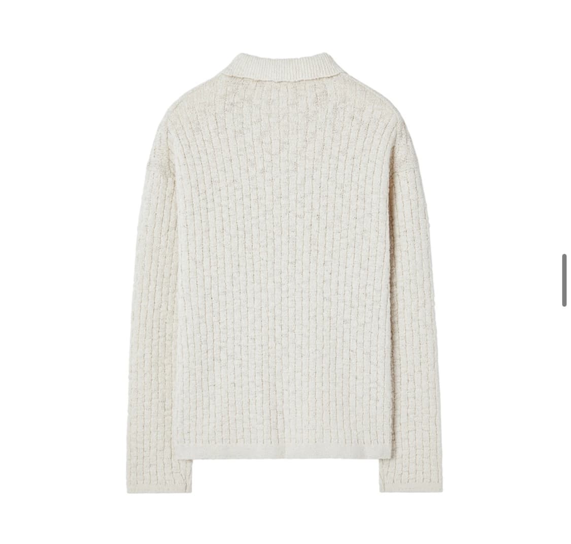 (새상품) 인사일런스 오픈 칼라 그리드 니트 NATURAL CREAM 상품이미지3