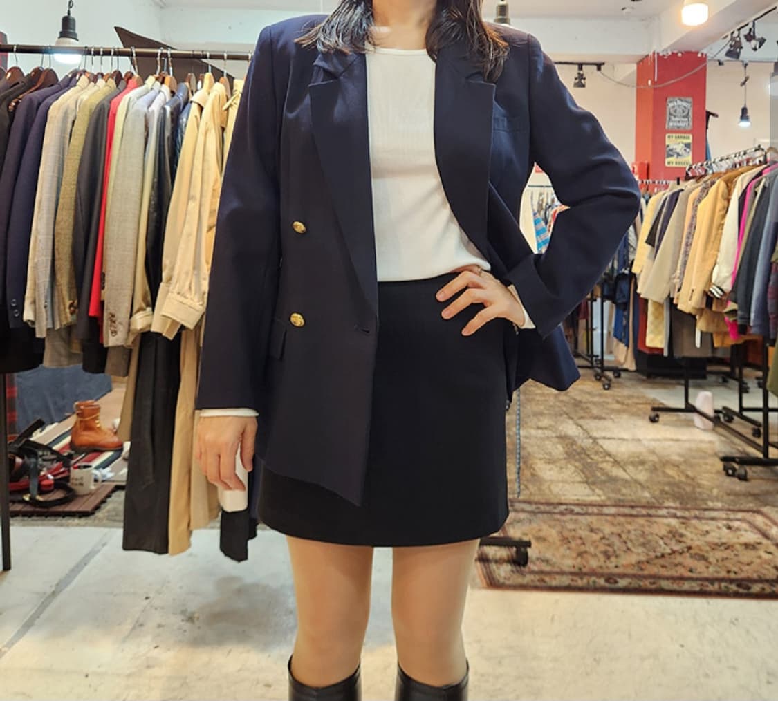 일본판 90S 울  금장 더블 브레시티드 빈티지 자켓 상품이미지2