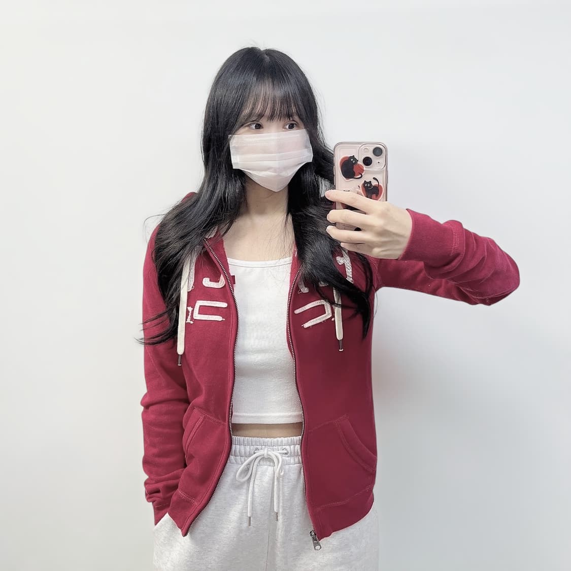 아베크롬비 피치 로고 후드집업 핑크 상품이미지1