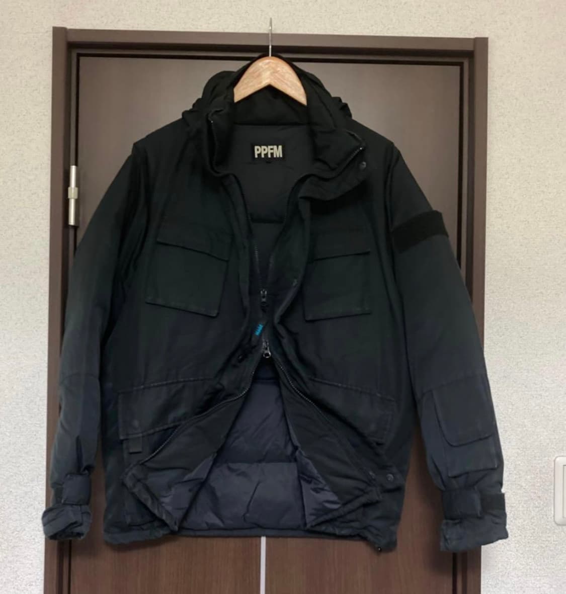 ppfm 밀리터리 비대칭 포켓 다운 패딩 자켓 상품이미지1