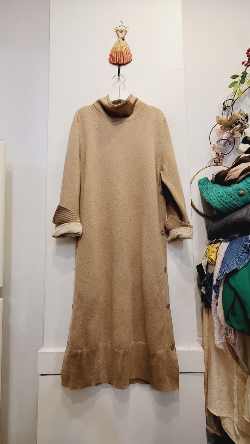 몽골리아 캐시미어 100% 니트 원피스 상품이미지1