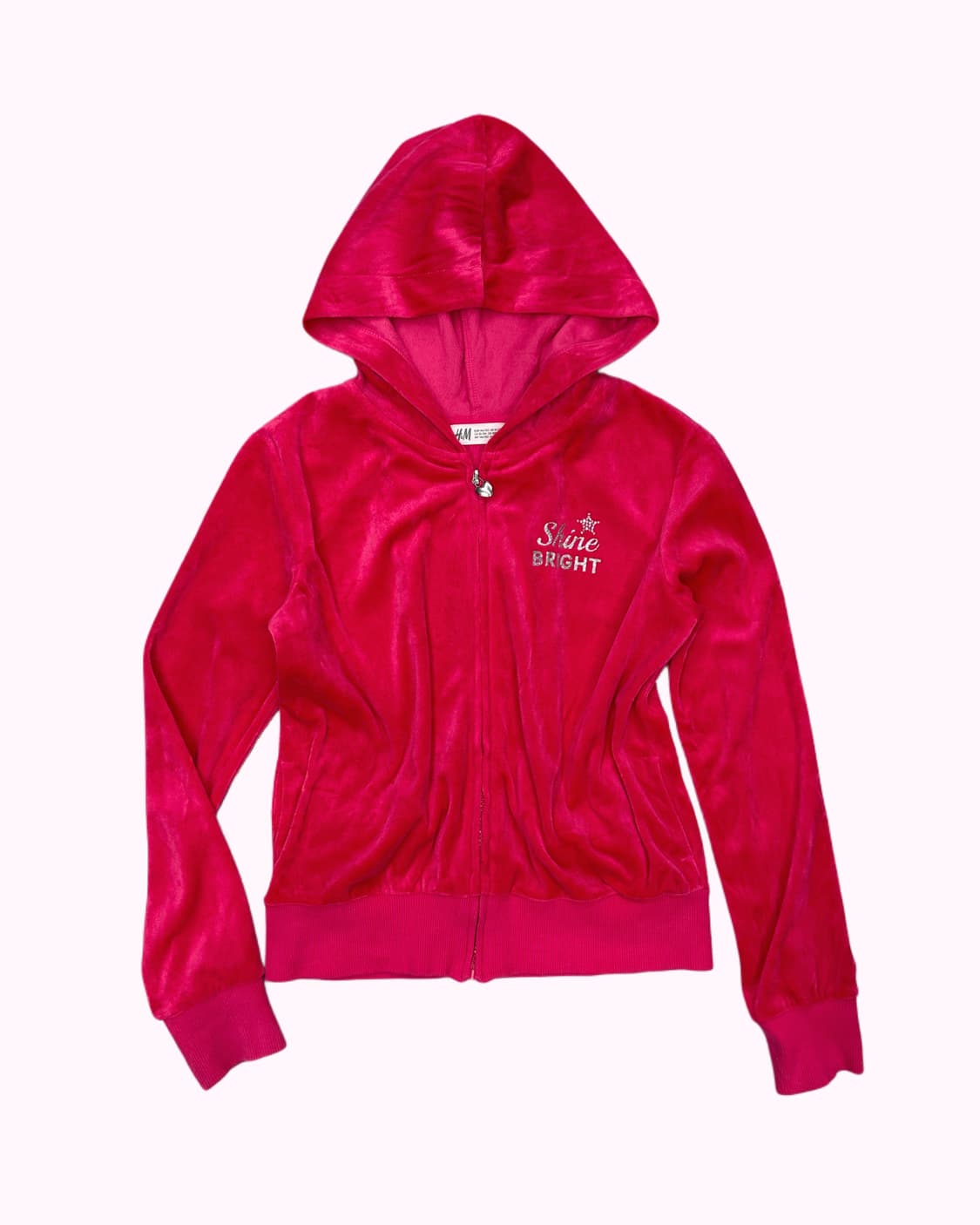 hot pink velvet hood zip-up 상품이미지1