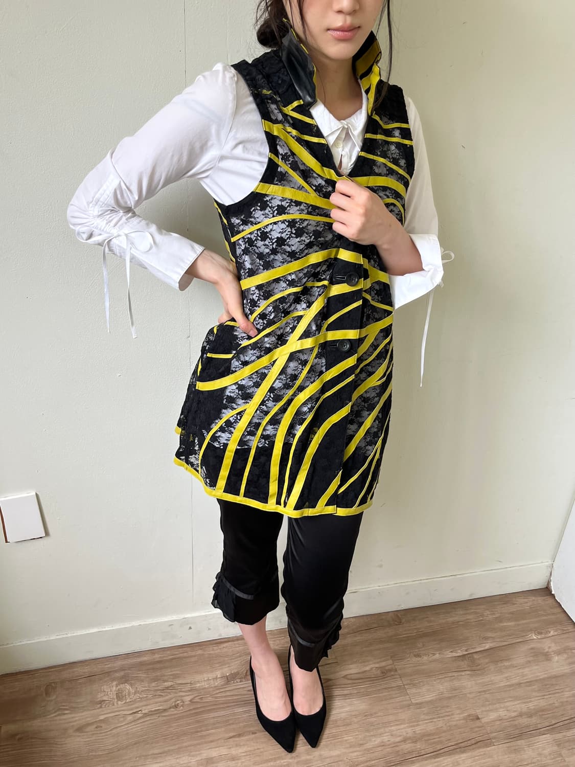 Japan vtg 시스루 레더 베스트 자켓 상품이미지7