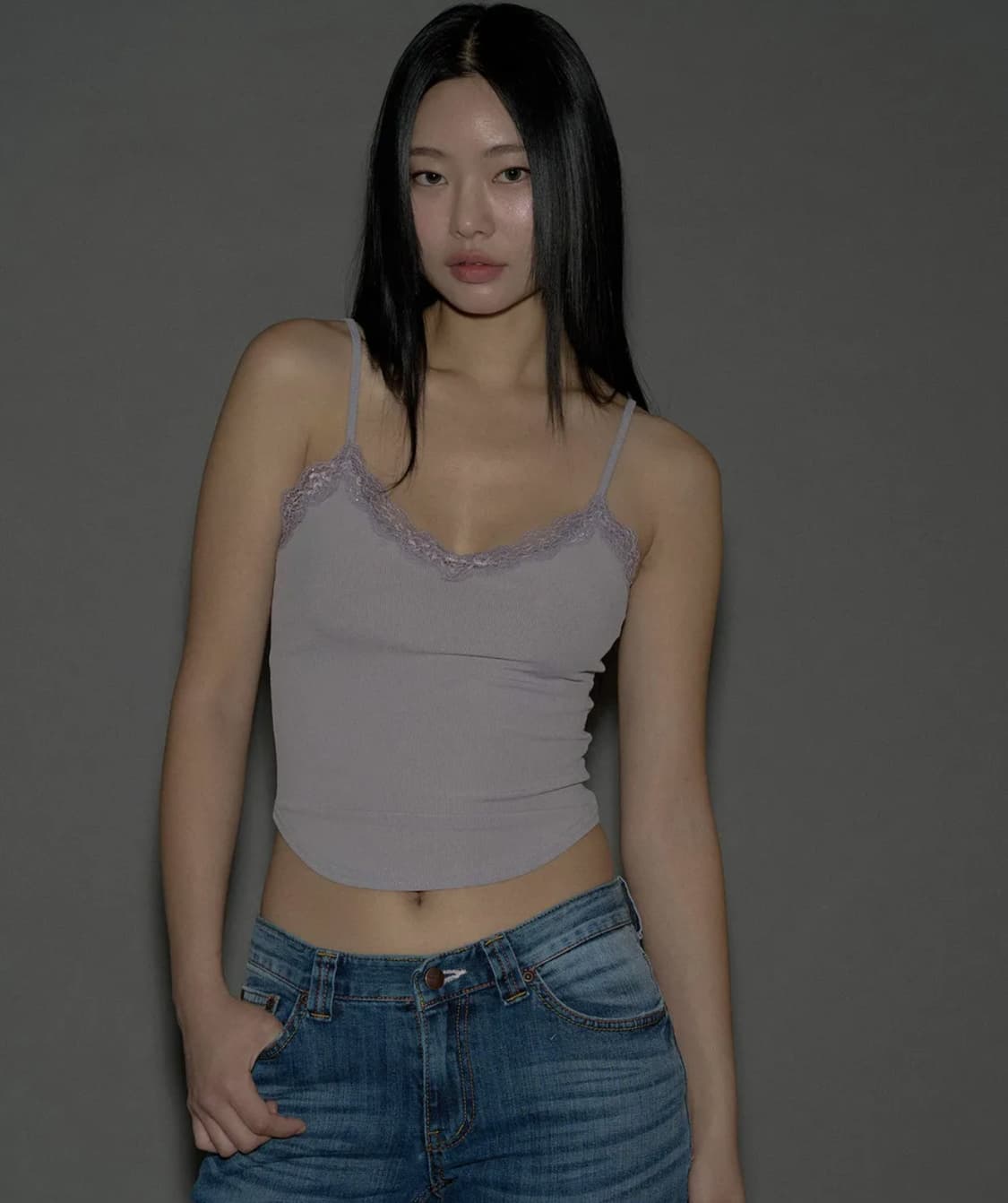 플리즈노팔로우 플로라 레이스 탑 (vintage grey) 상품이미지1