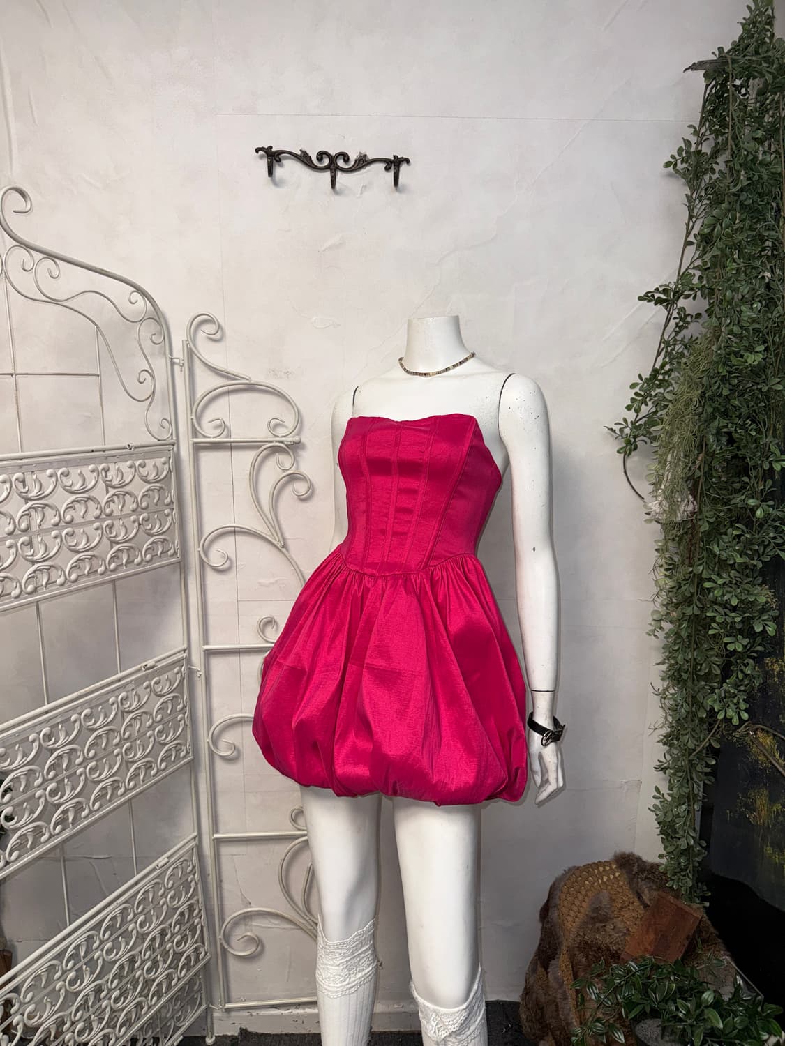 Hot pink balloon satin corset ops  상품이미지2
