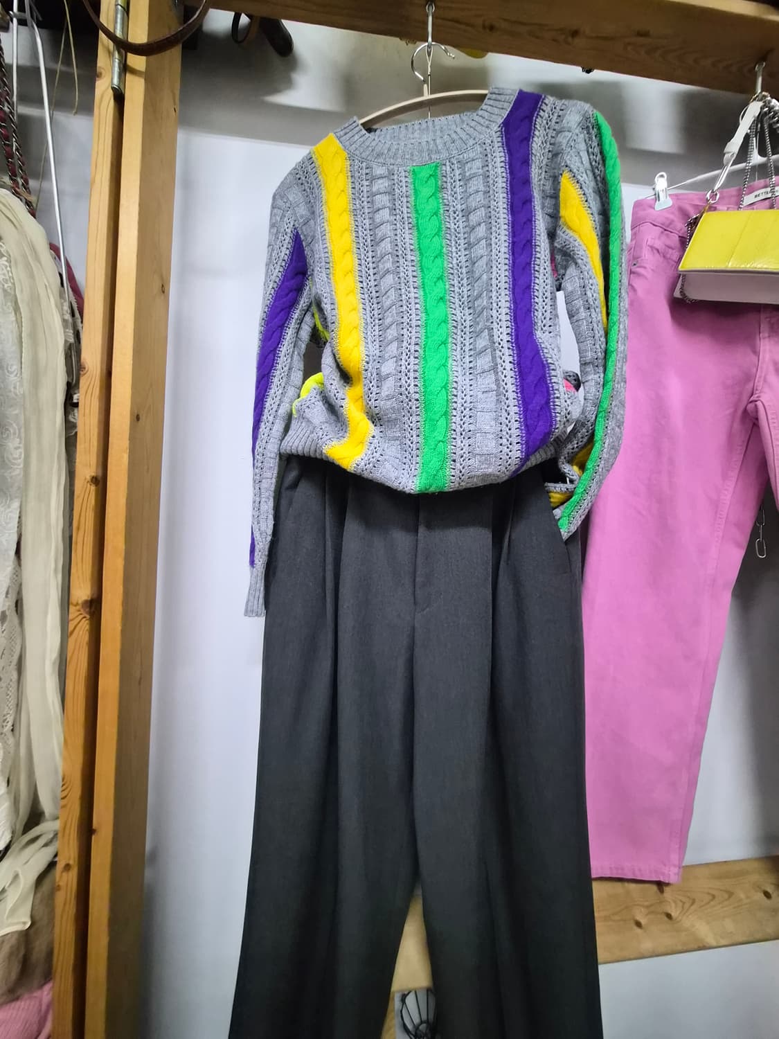 베네통 멀티컬러  케이블 봄니트. 상품이미지1