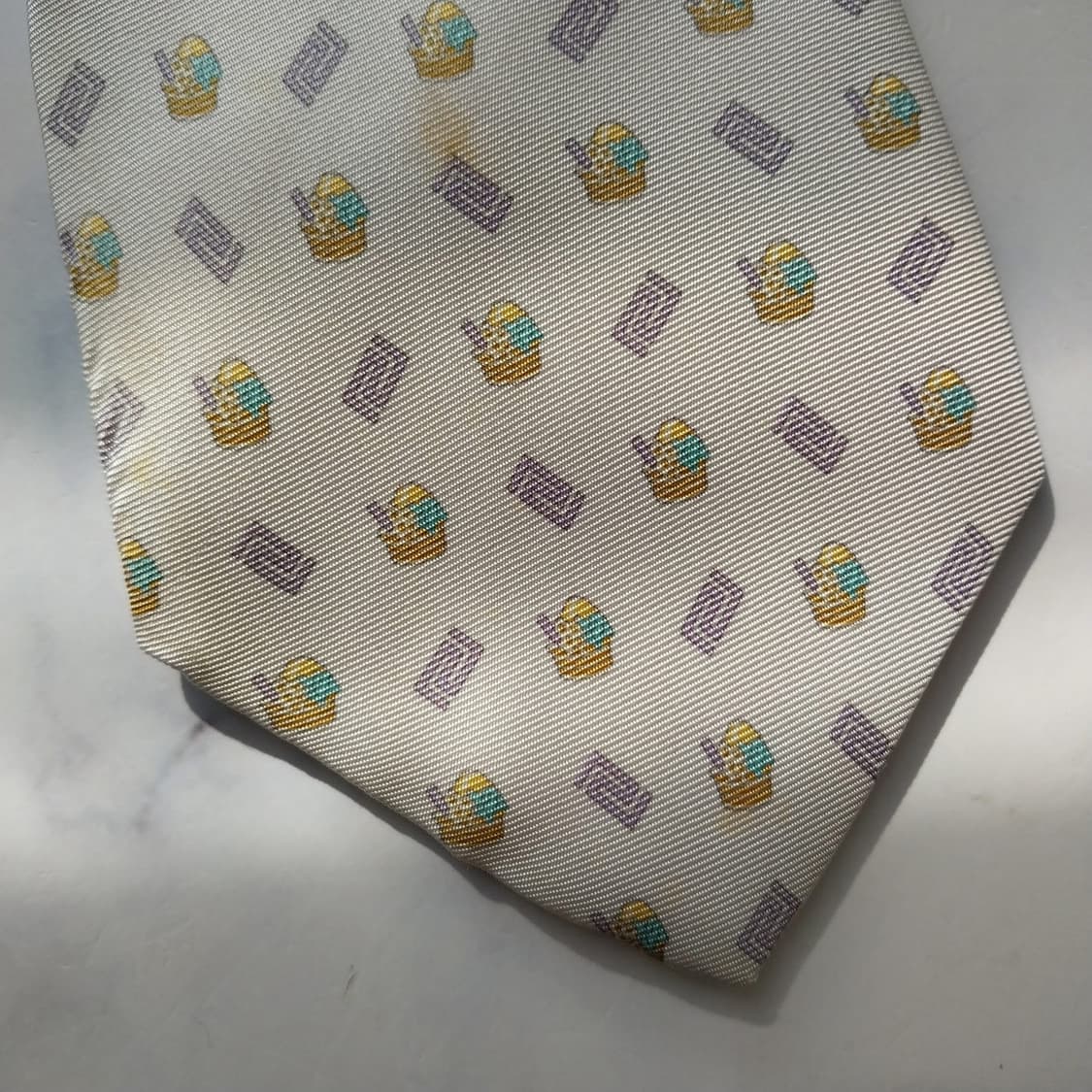 베르사체 실크 아이스크림 & 로고 모티브 넥타이 9cm B등급 K1949 상품이미지8