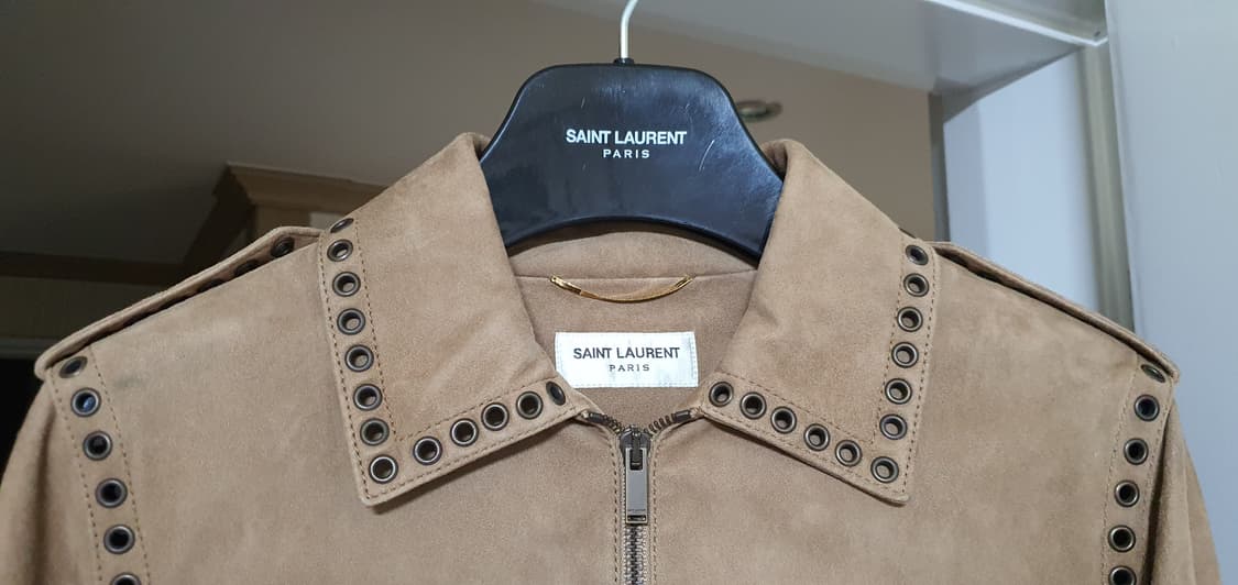 생로랑 아일렛 디테일 스웨이드 레더 자켓 상품이미지3