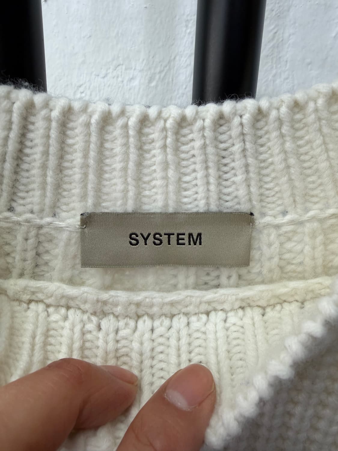 정품) 시스템 한섬 21ss 루즈핏 아이보리 골지 니트 스웨터 90 상품이미지7