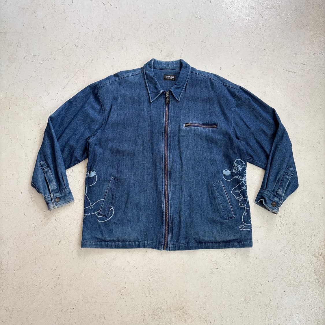 90s Risky Nick 빈티지 자수 데님 집업자켓 XL 상품이미지1