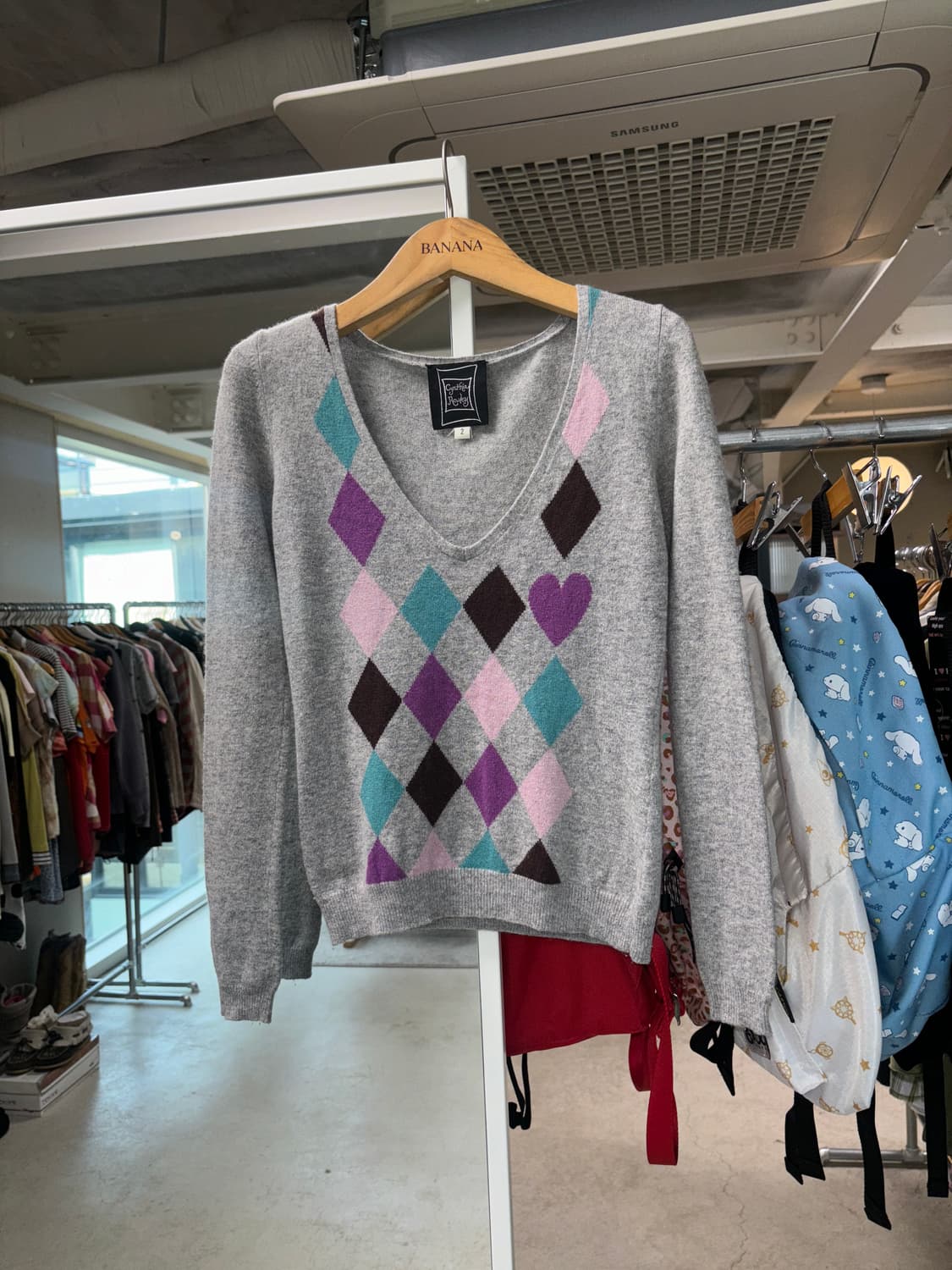 Cynthia Rowley 아가일 하트 니트 상품이미지2