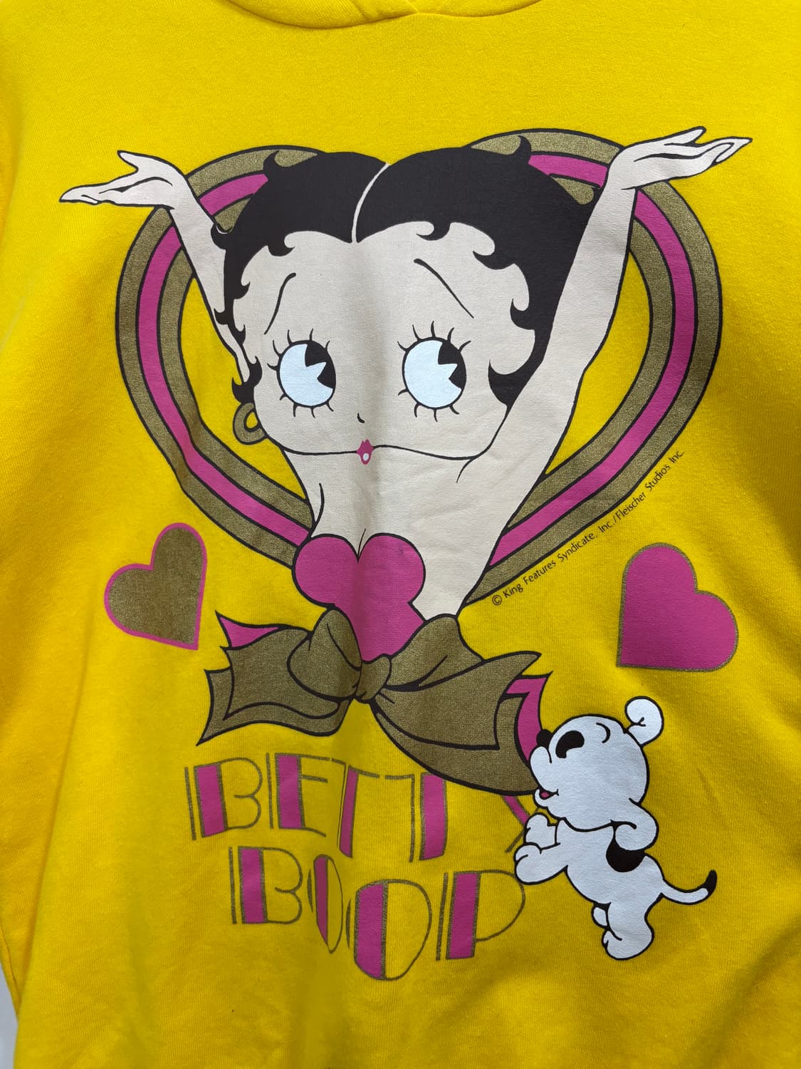 90s betty boop 베티붑 노랑 오버핏 후드티 상품이미지7