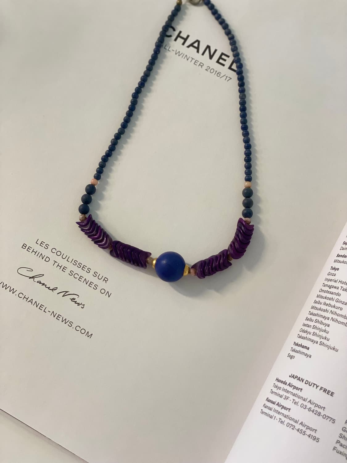 퍼플 청보라 비즈 목걸이 일본 빈티지 네크리스 상품이미지2