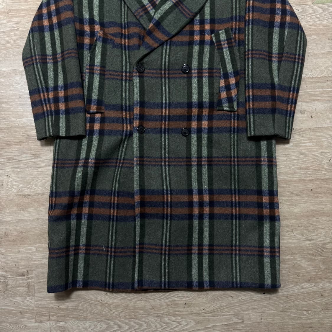 어텐션 누빔안감 체크 코트 울코트 상품이미지3