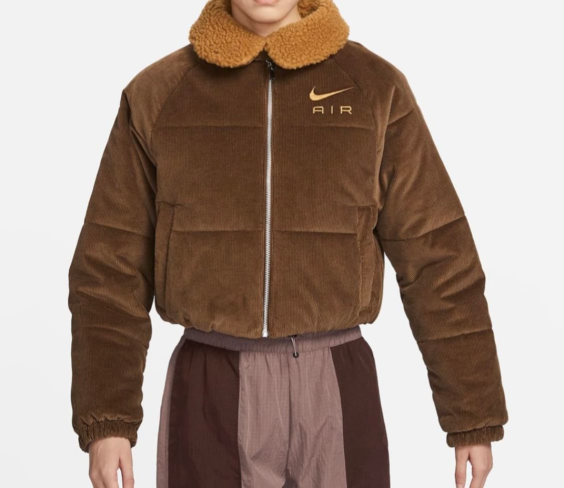 나이키 에어 코듀로이 우먼스 브라운 크롭 패딩 상품이미지2