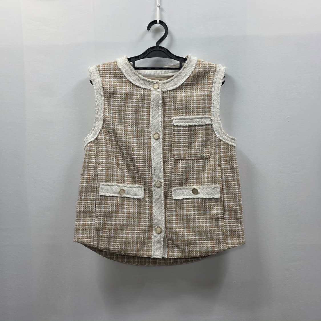 0159 [온앤온]트위드 체크 패턴 조끼 베스트 상품이미지1